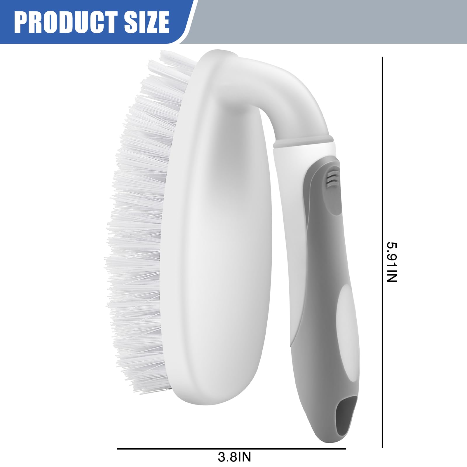 Heavy Duty Scrub Brush with Stiff Bristles 2 Pack Gray