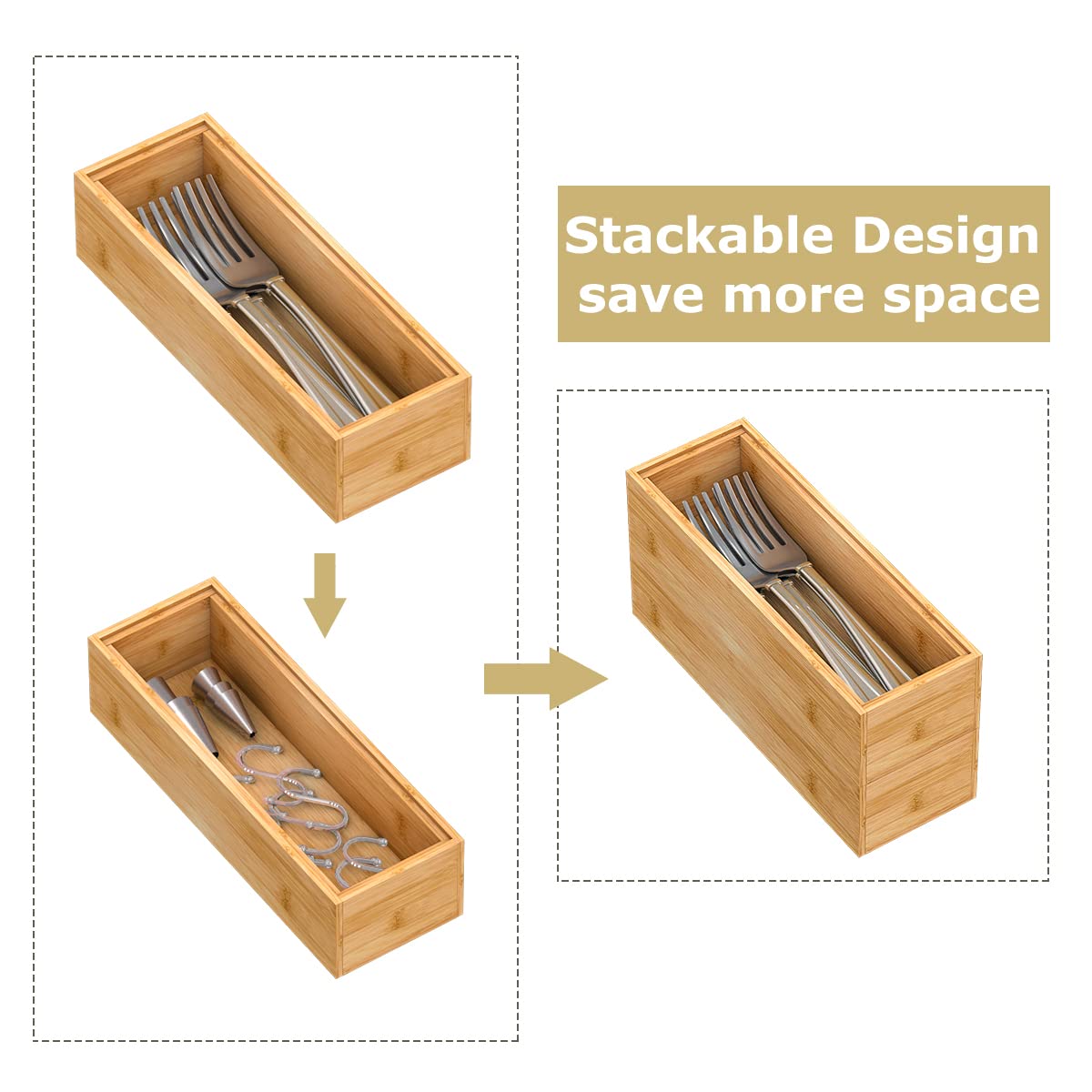 Bamboo Kitchen Drawer Organizer 9"x 3" (2 Count)