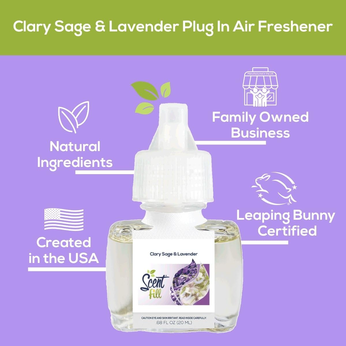 Clary Sage & Lavender Blend Plug in Air Freshener (2.72 Fl Oz)