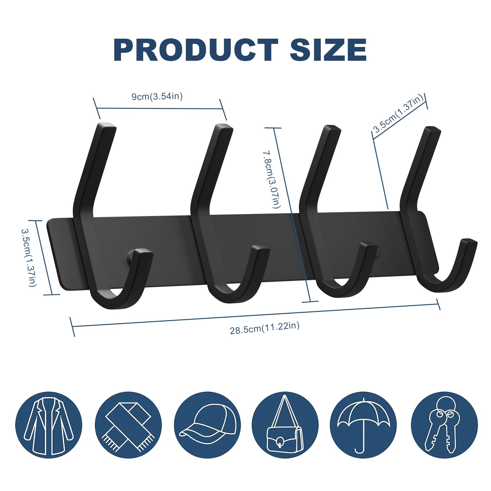 Wall Hooks Heavy Duty Aluminum Towel Hooks for Hanging Coat (2 Count)