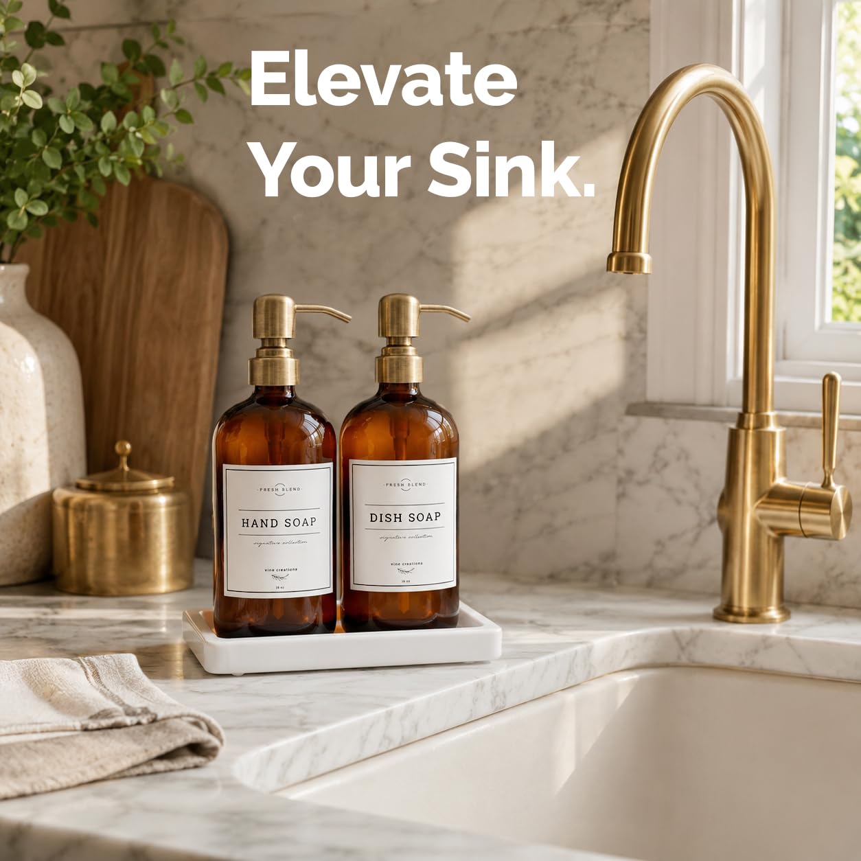 Amber Glass Soap Dispenser (2 Count)