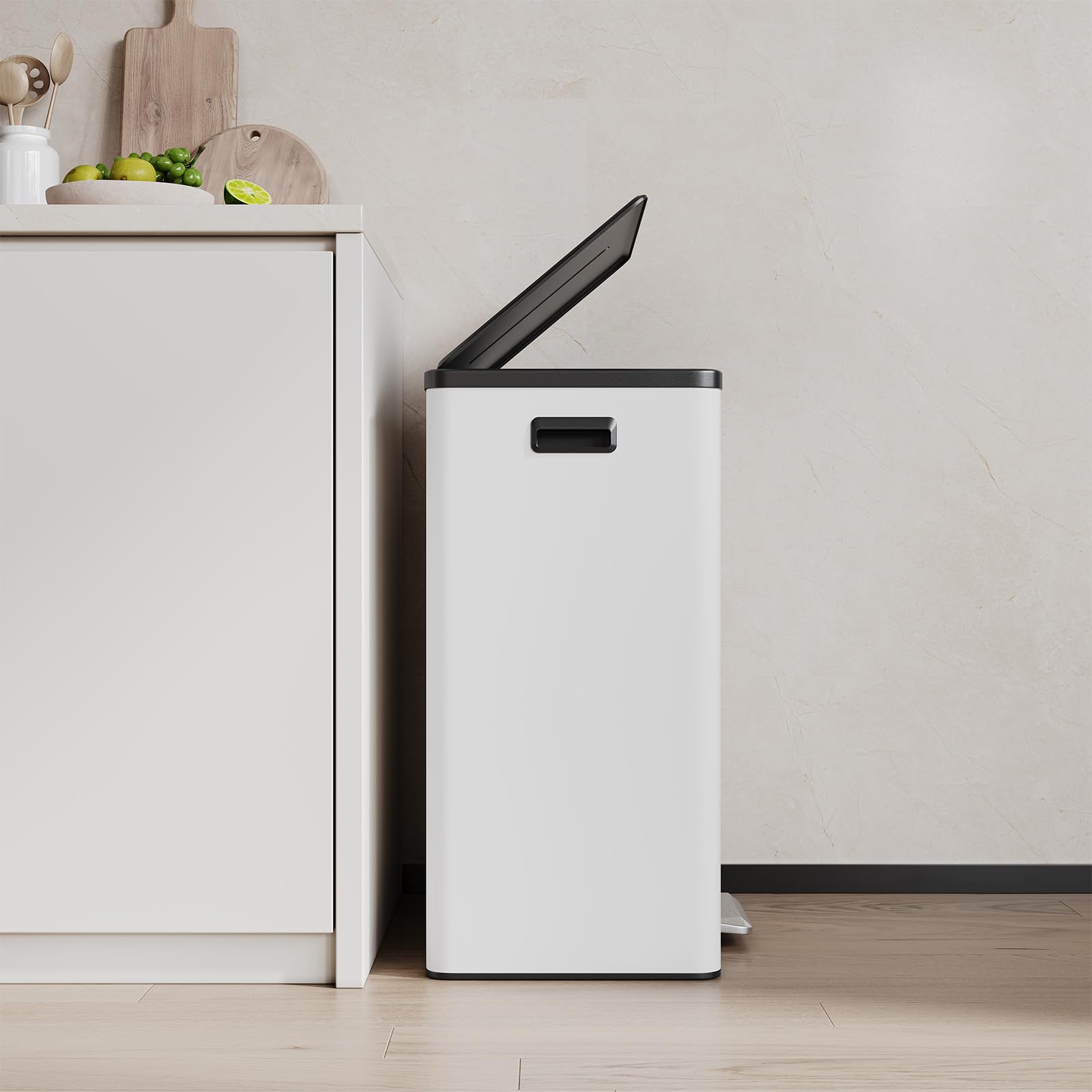 Dual Trash Can Stainless Steel Kitchen Recycling Bin Foot Pedal