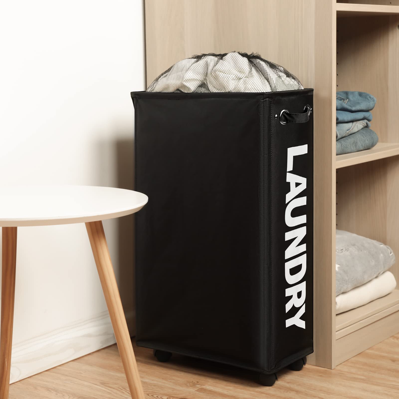 29" Enlarged Slim Rolling Laundry Basket Hamper on Wheels