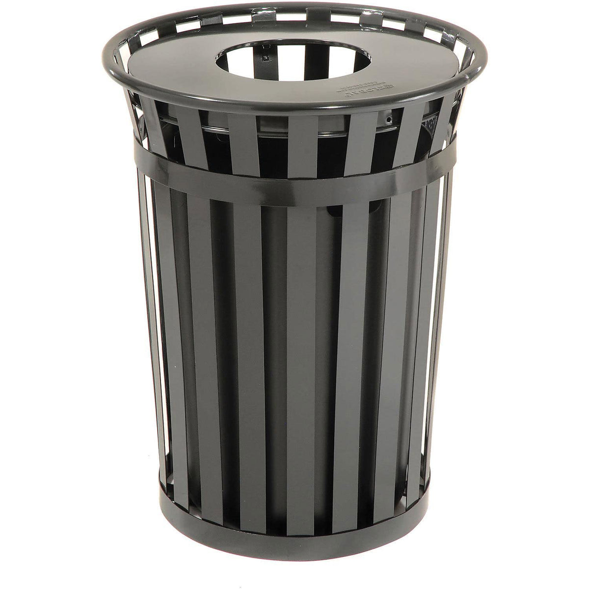 36 Gallon Outdoor Slatted Steel Round Trash Can
