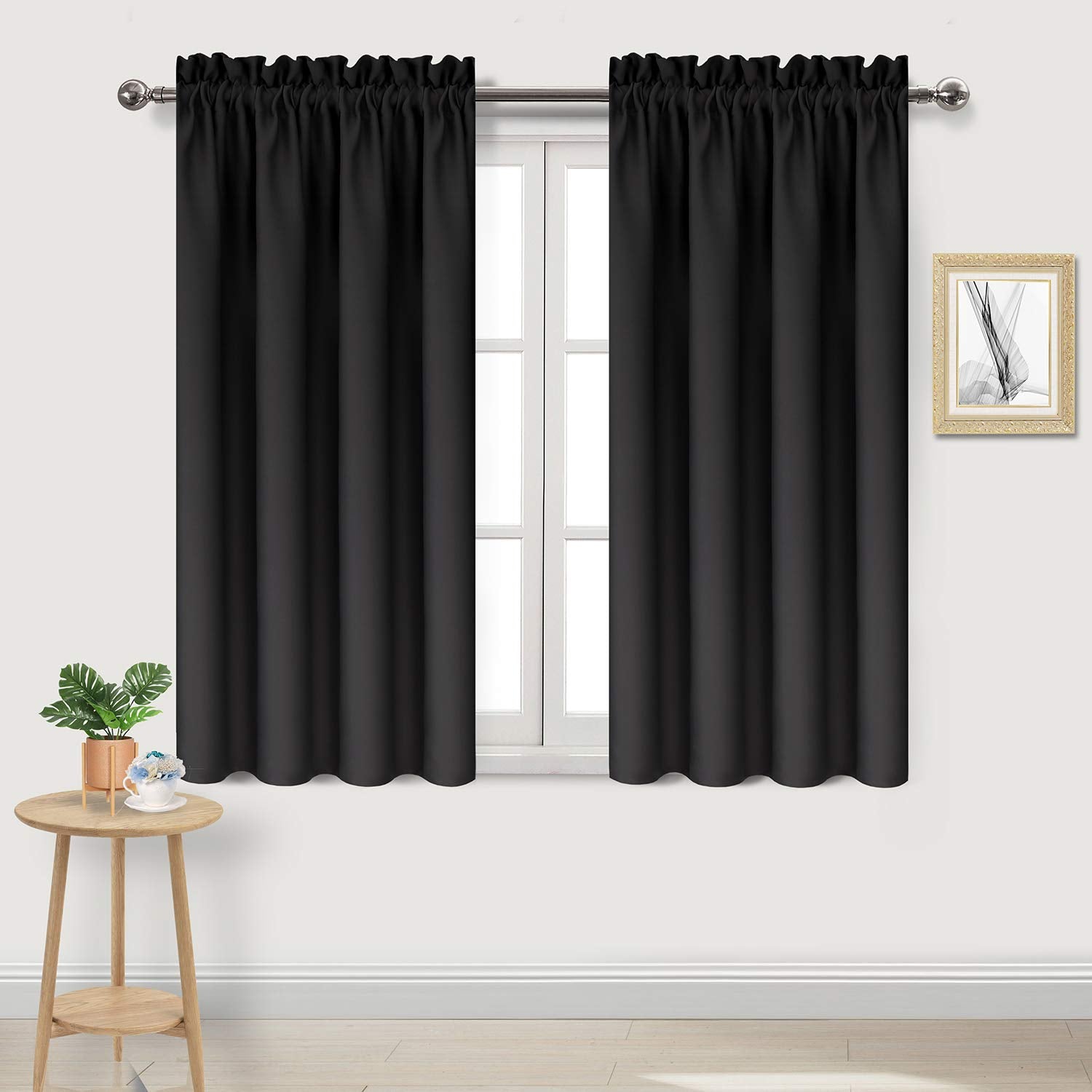 Blackout Curtains for Bedroom Living Room 38 x 54 Inch Long Black