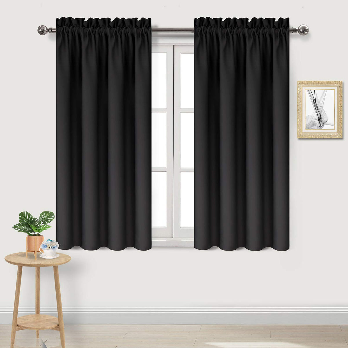 Blackout Curtains for Bedroom Living Room 38 x 45 Inch Long Black