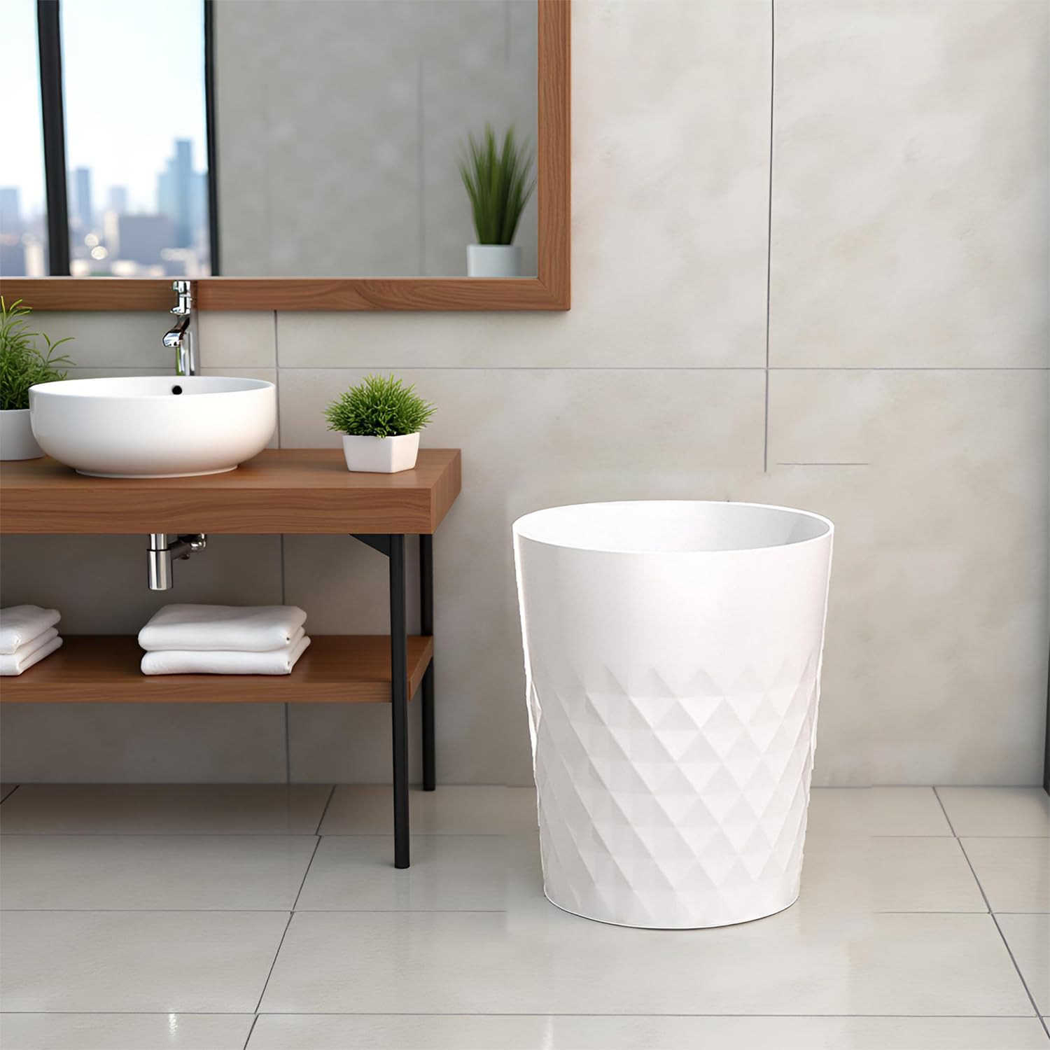 Bathroom Trash Can 1.8 Gallon Waste Basket Garbage Can for Dorm Toilet Living Room Office Kitchen (2 Count)