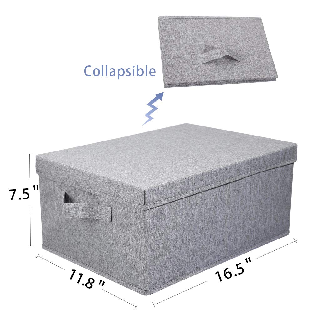 Linen Foldable Storage Bins with Lids (2 Count)