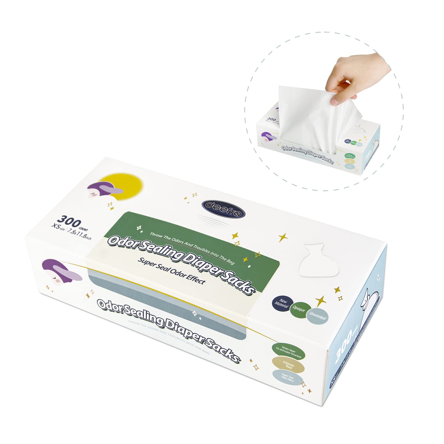 Odor Sealing Disposable Diaper Bags XS (300 Count)
