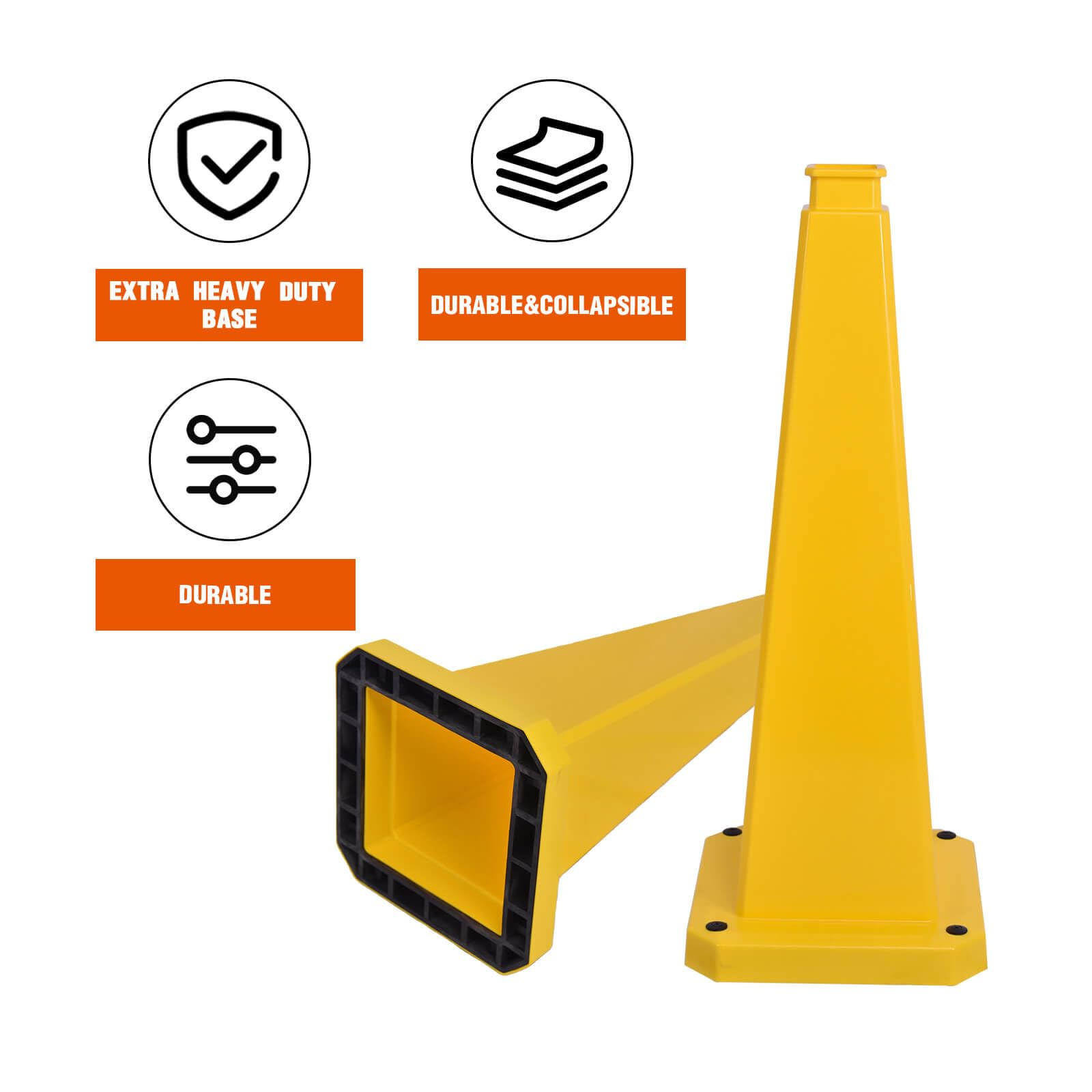 6 Pack 36 Inch Solid Safety Cone