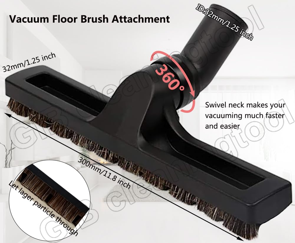 GIB 1 1 4" Vacuum Floor Brush Attachment for Shop Vac with 360°Swivel Head