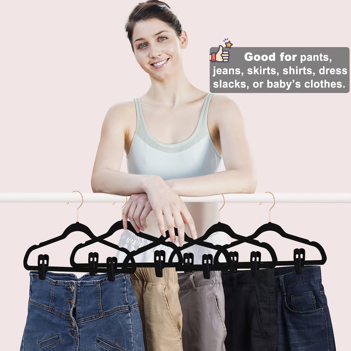 Black Velvet Hangers Clips