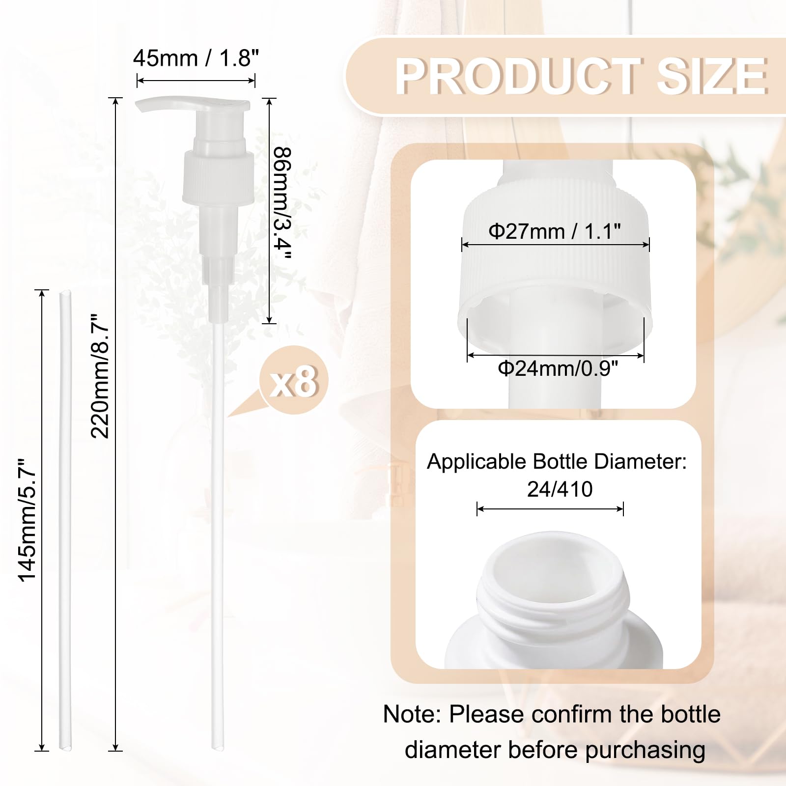 8 Pcs Soap Dispenser Pump Heads Soap Dispensers Top Pumps Replacement Switch Pumphead for Standard 24 (8 Count)