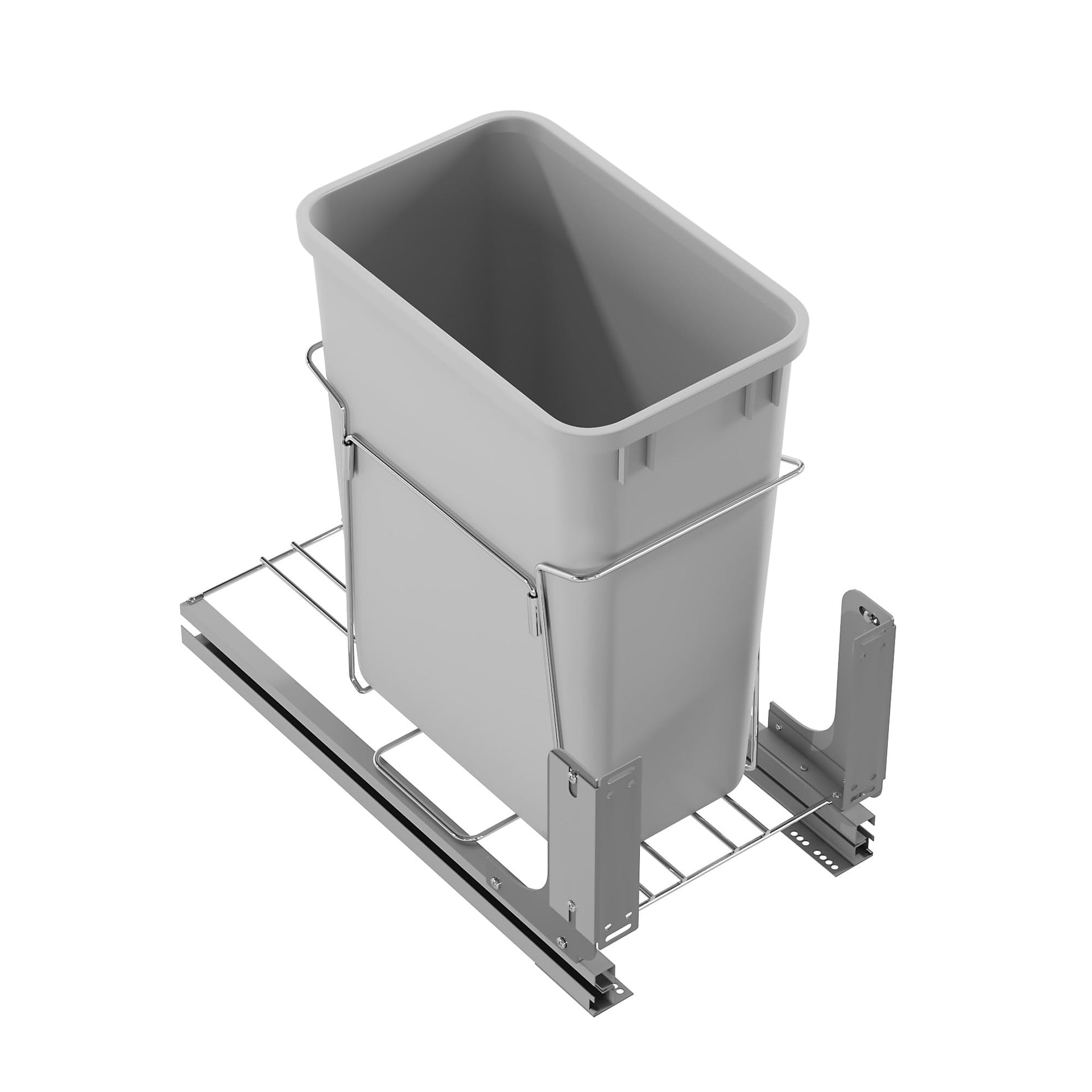 Dowell B15 Aluminum Base Wastebasket Pullout with Door Mount and 35Qt
