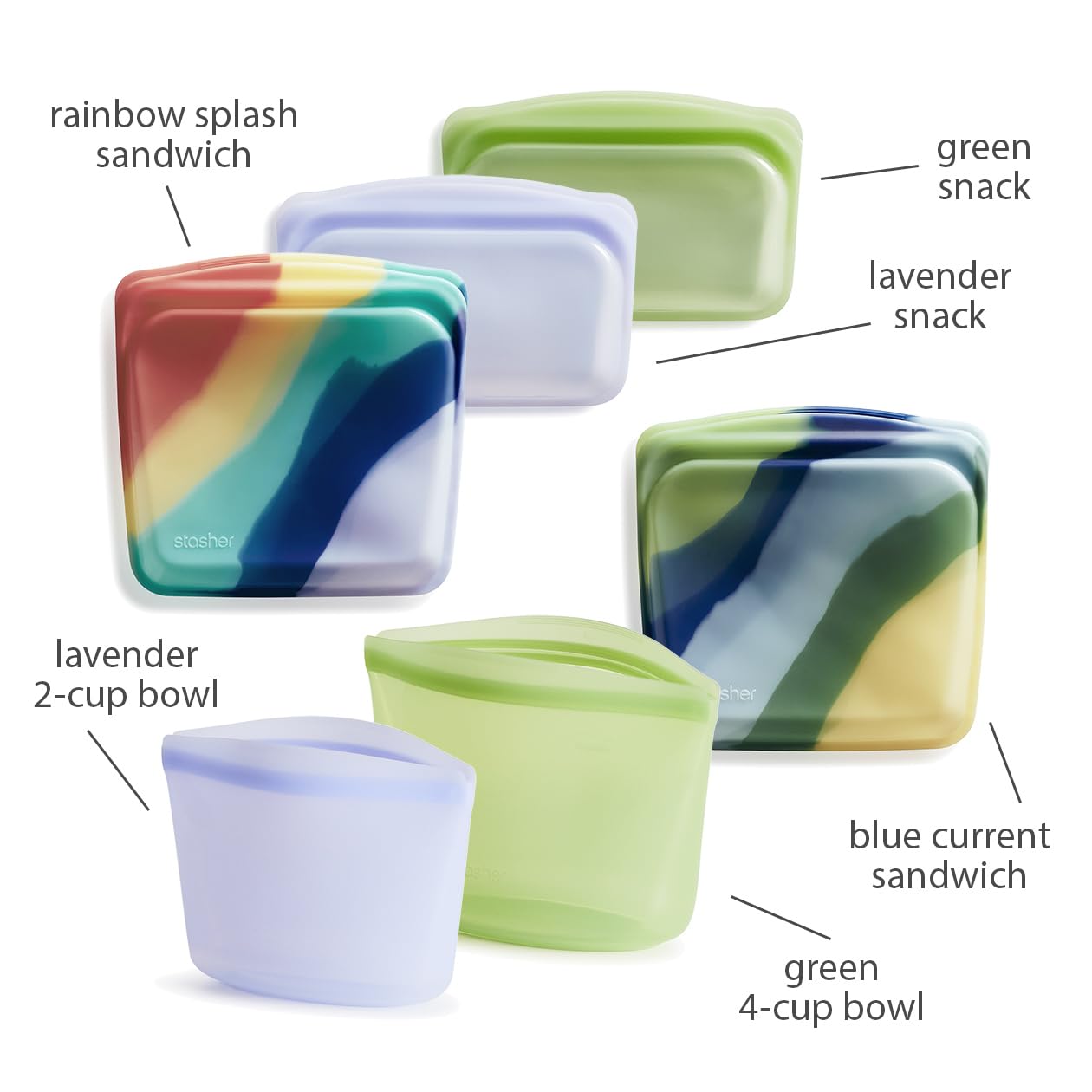 Silicone Reusable Food Storage Bags (6 Count)