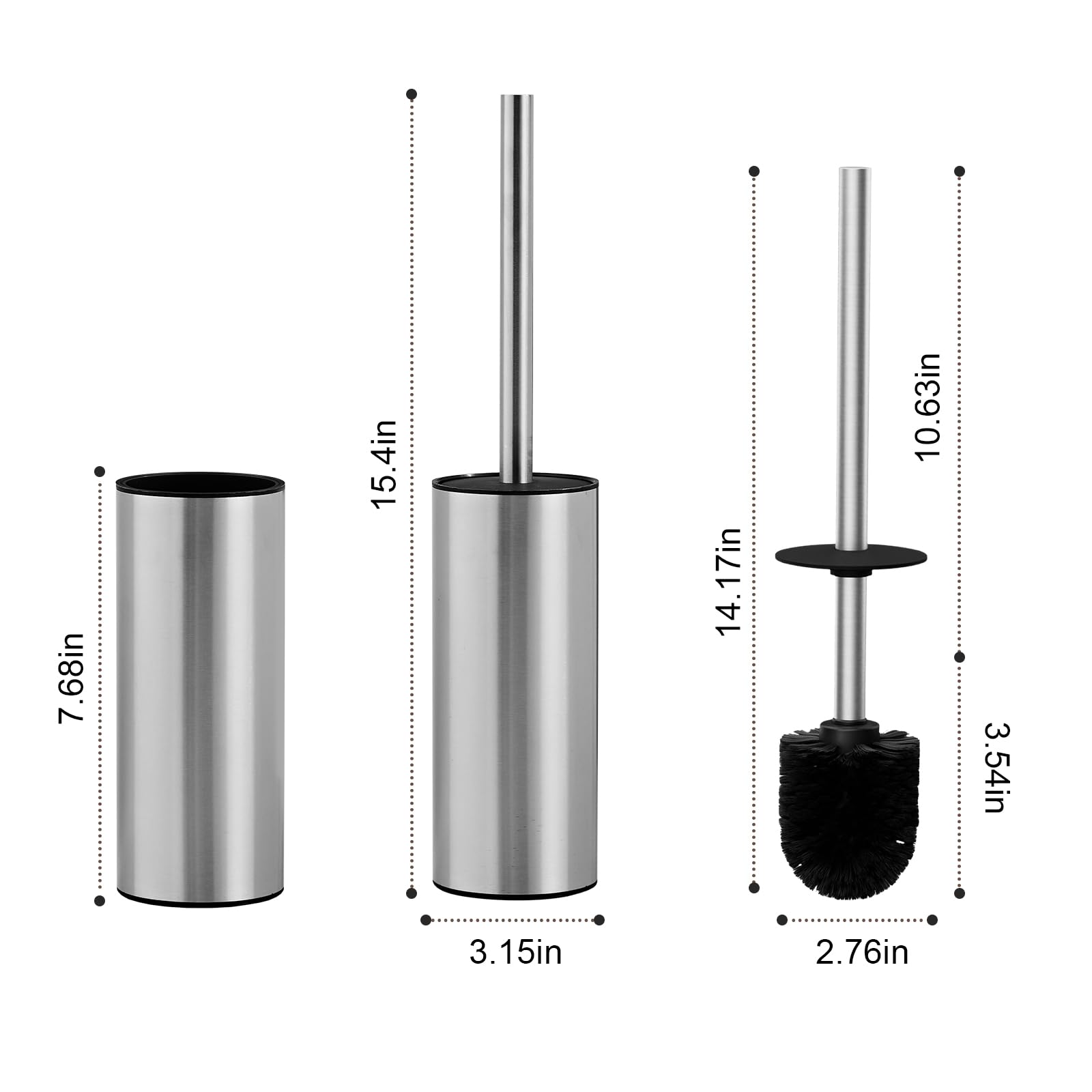 04 Stainless Steel Toilet Bowl Cleaner Brush and Holder Set