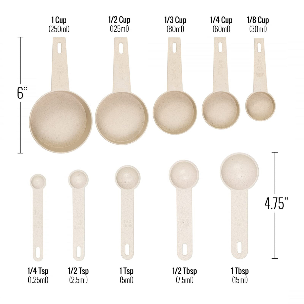 6pc Wheat Straw Kitchen Utensil Set Peeler Cutter Grater Spoons and Cups