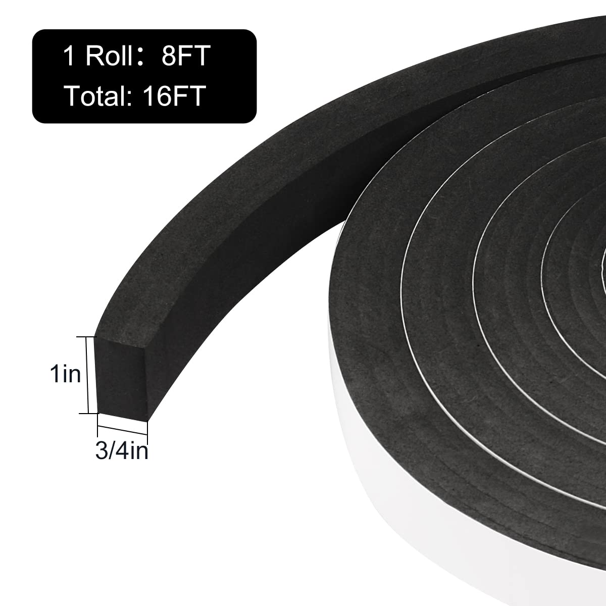 2 Rolls Foam Tape Weather Stripping Door Seal