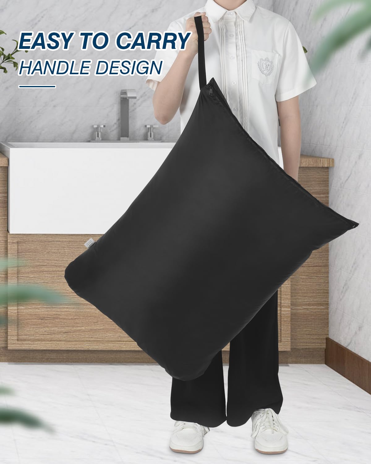 2Pcs Large Laundry Bags 24x32 inch Wet Dry Bag Reusable Waterproof Bag with Zipper for Home Travel Hotel Camping Swimsuits (2 Count)