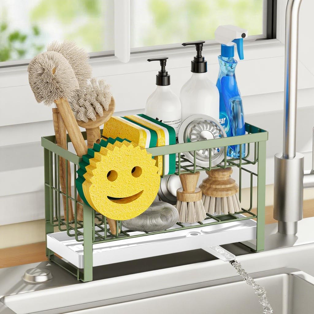 Sponge Holder for Kitchen Sink with Flexible Smiley Face