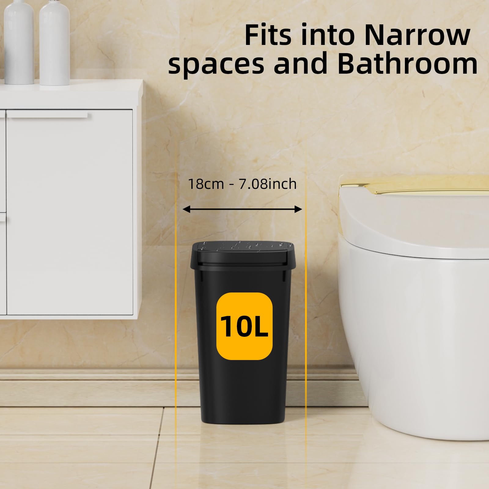 3 Pack Bathroom Small Trash Can with Lid (3 Count)