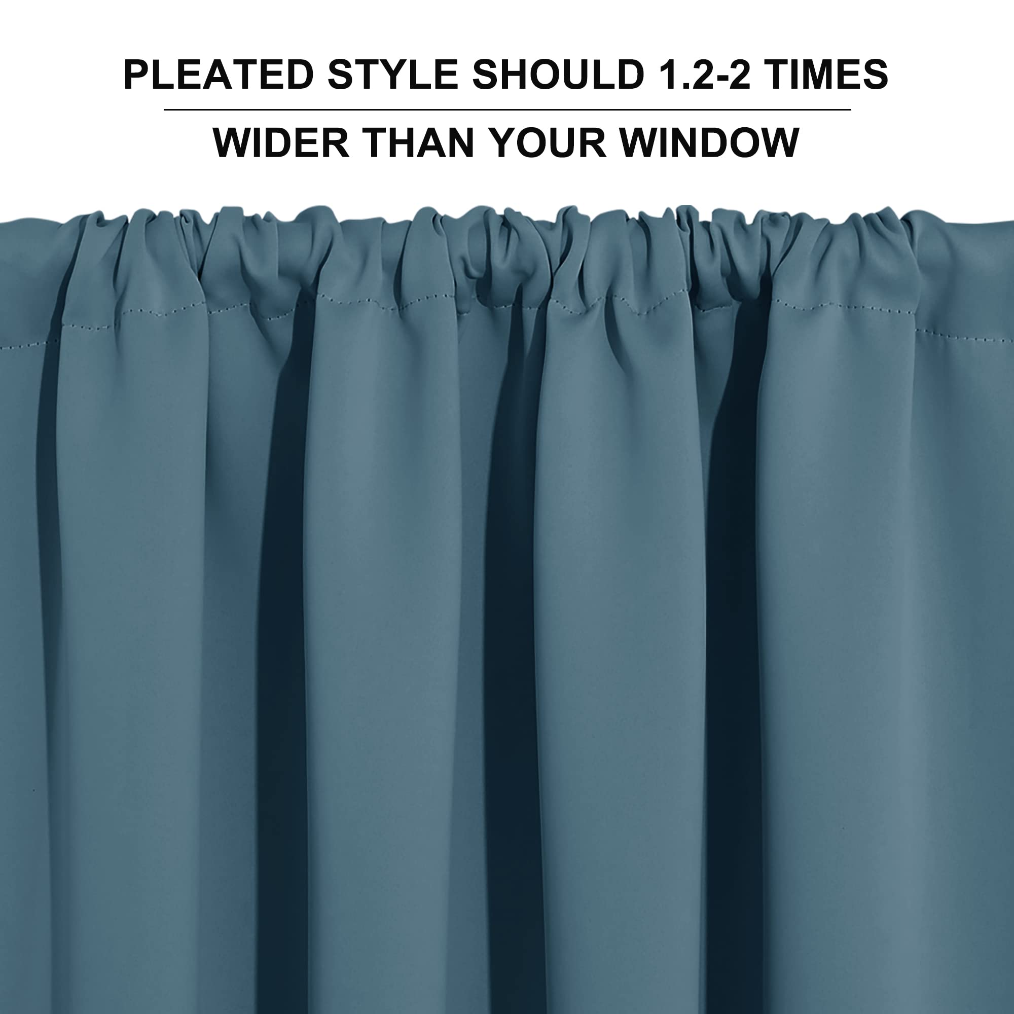 Blue Blackout Curtains for Living Room Ceiling to Floor Privacy Window Curtains Room Darkening Drapes for Bedroom Office