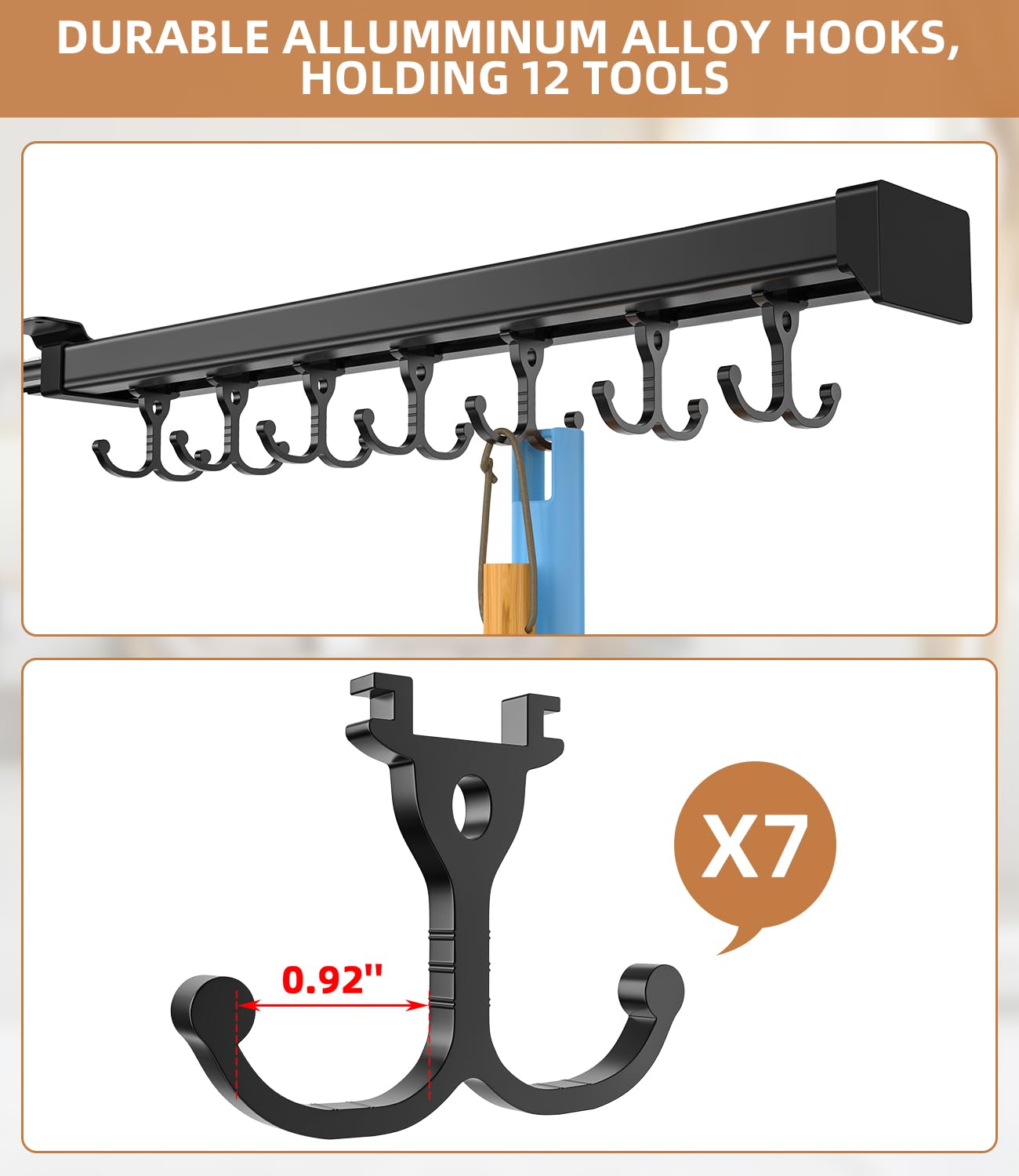Pull Out Broom Holder With Adjustable Double Row Sliding Hook