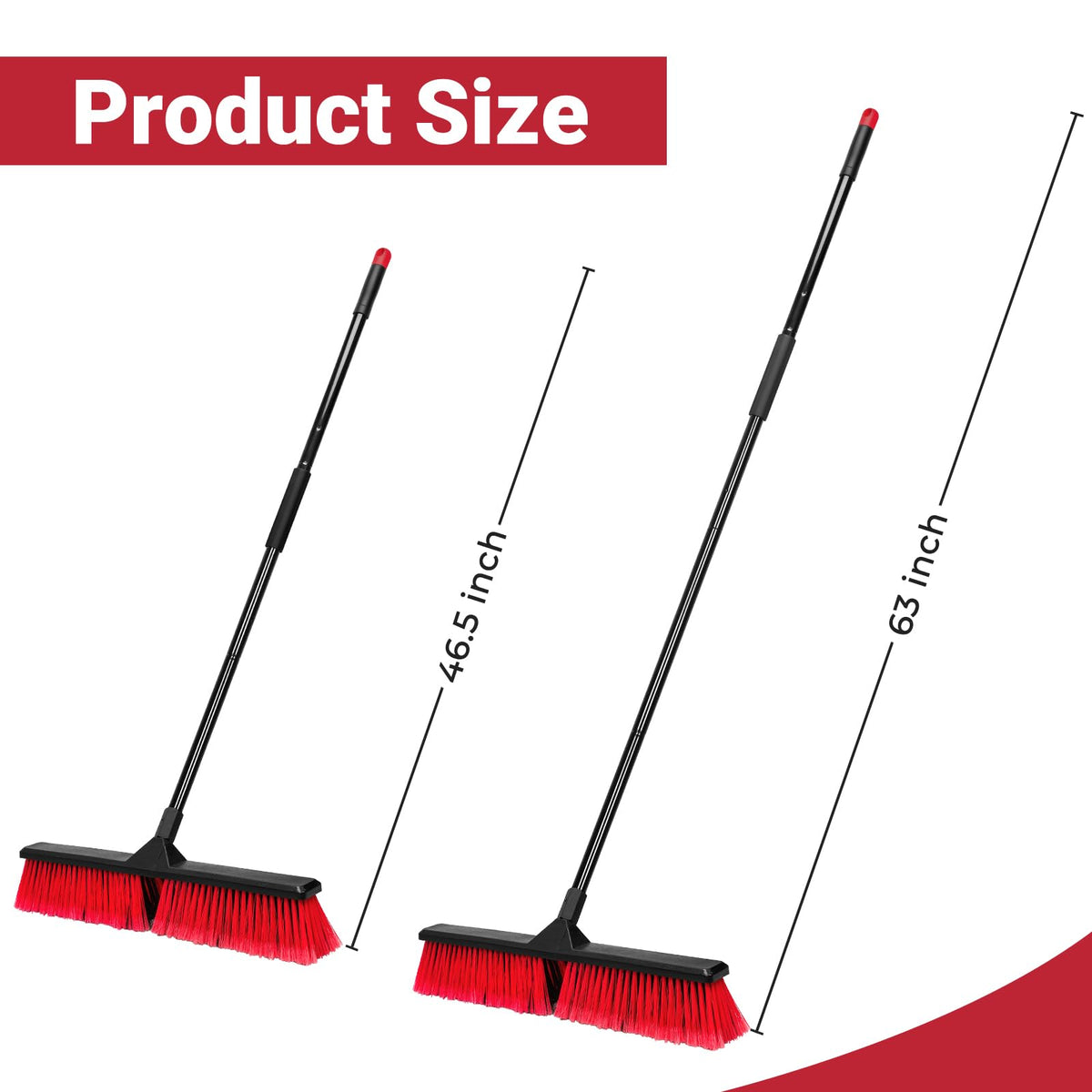 24" Push Broom with 63" Long Handle