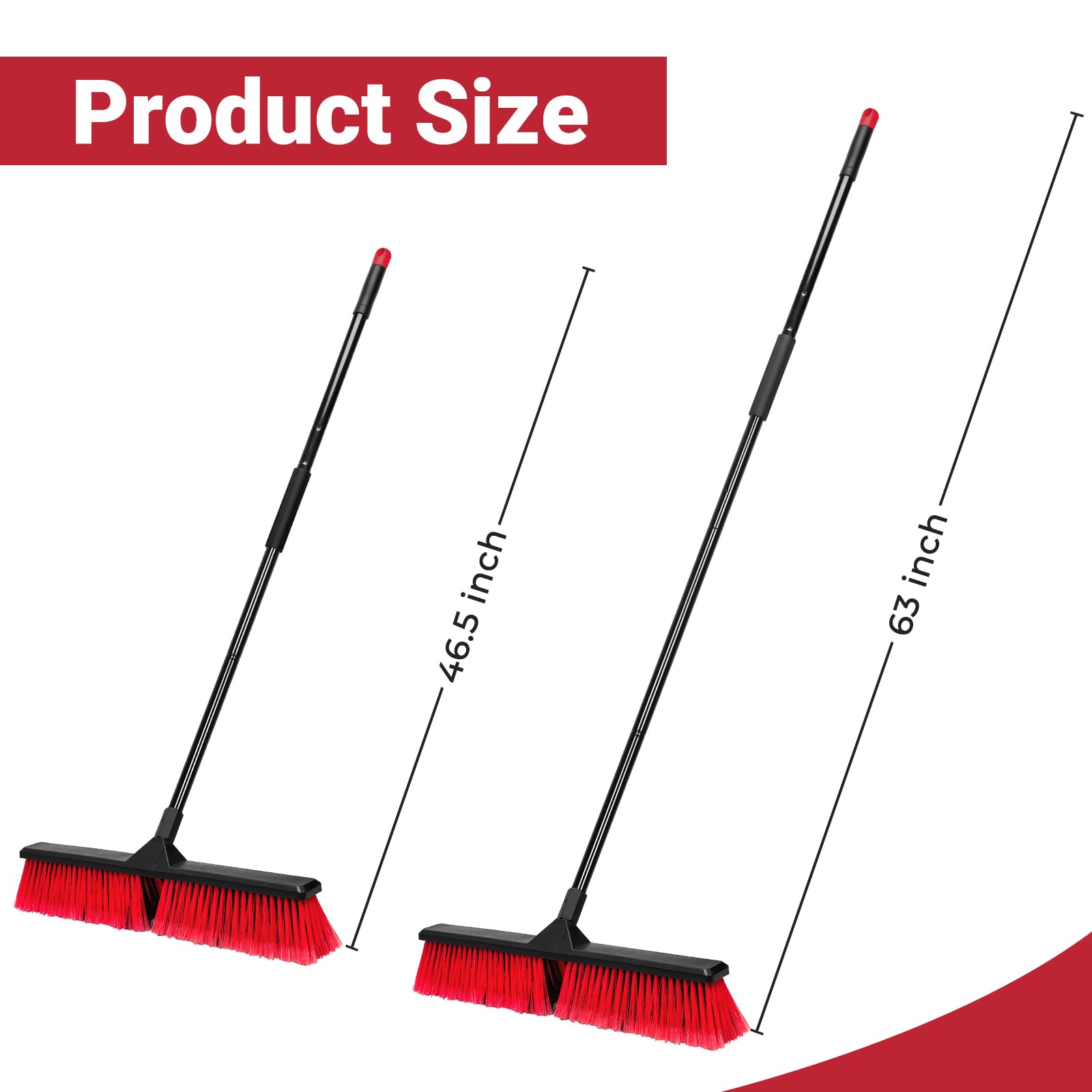 24" Push Broom with 63" Long Handle