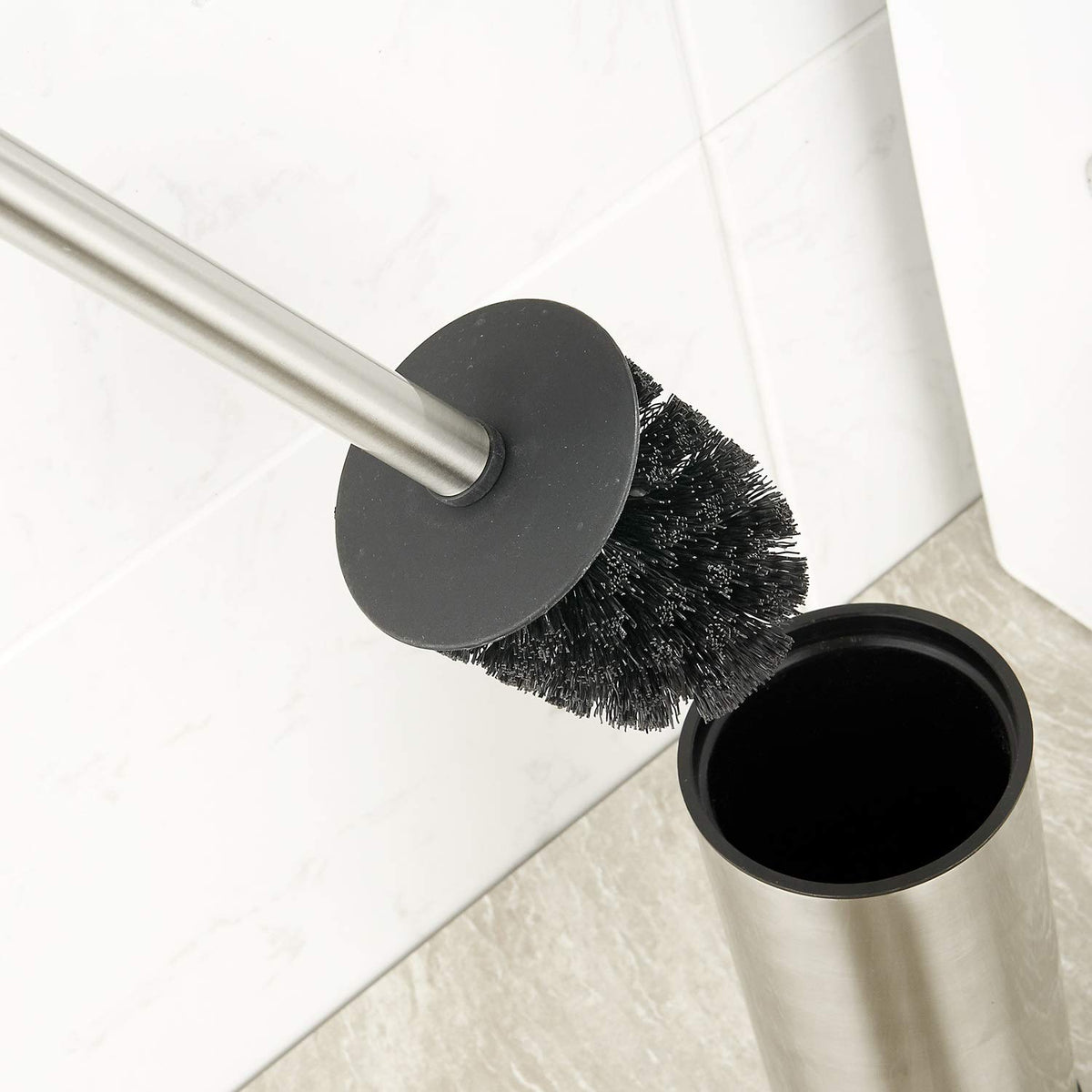 Toilet Brush Holder Brushed Nickel