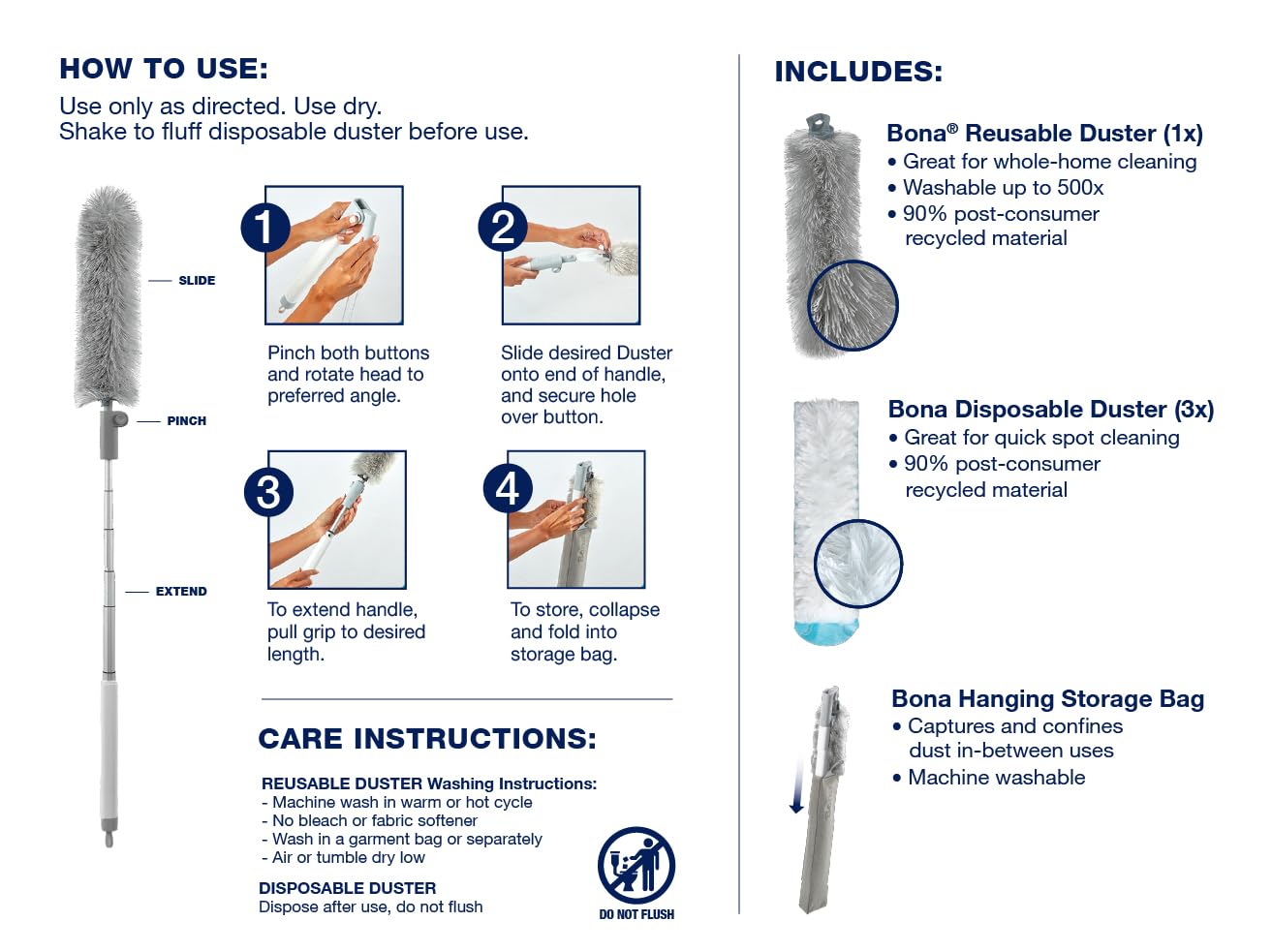 High Performance Dusting System with Extendable Handle