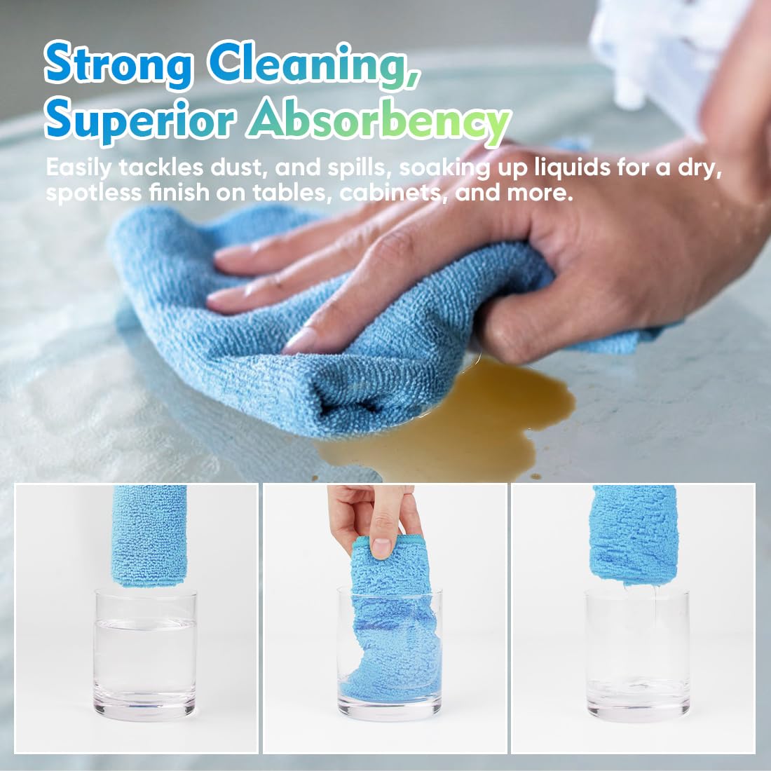 Blue Microfiber Cleaning Cloth 6 Pack 12.5 x 12.5 inch Microfiber Towels for Cars Ultra Absorbent Car Washing Cloth Lint Free Streak Free Cleaning Rags for Car (6 Count)