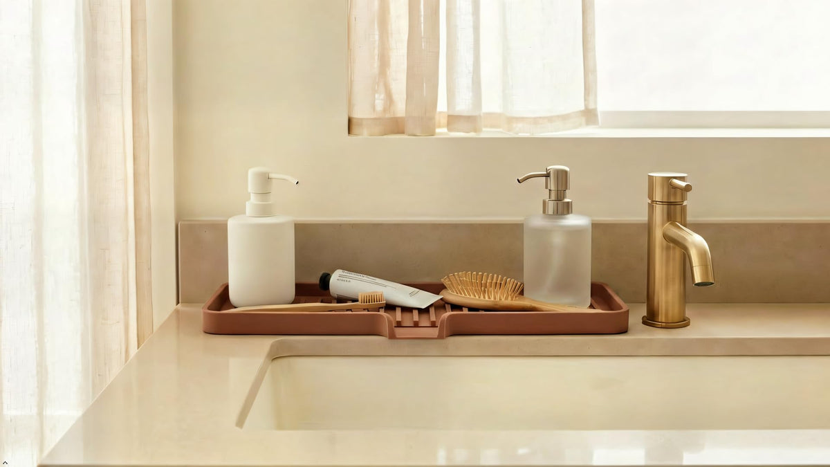 Silicone Soap Dish Tray and Sponge Holder with Drain Chute