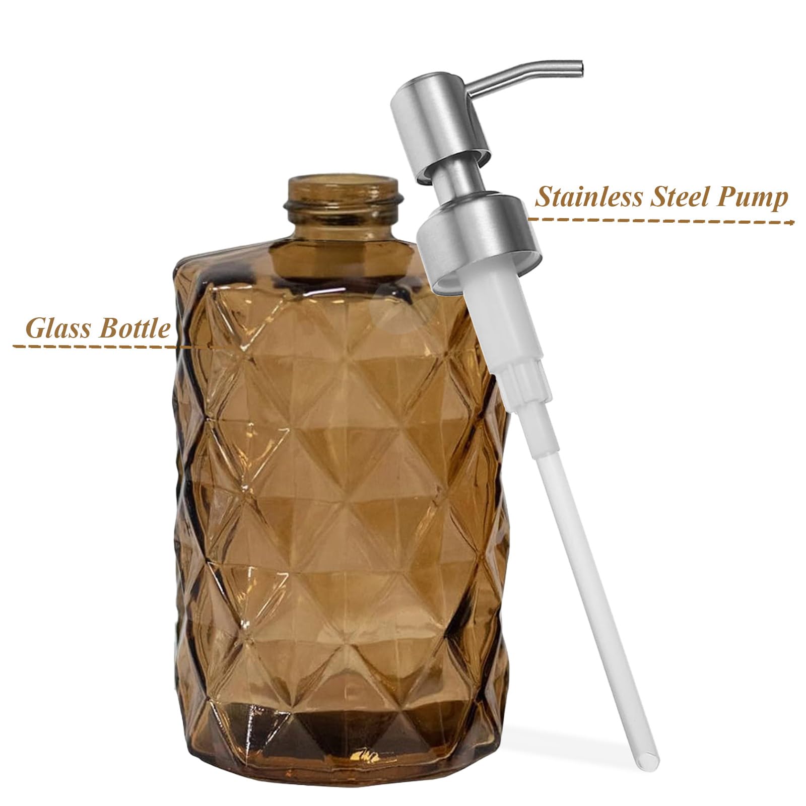 12Oz Brown Glass Soap Dispenser
