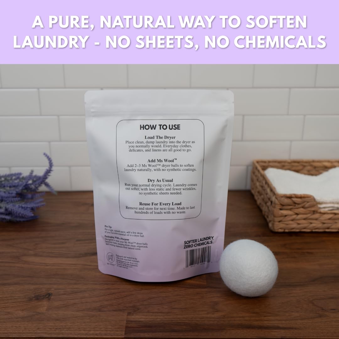 Lavender Scented Wool Dryer Balls (6 Count)
