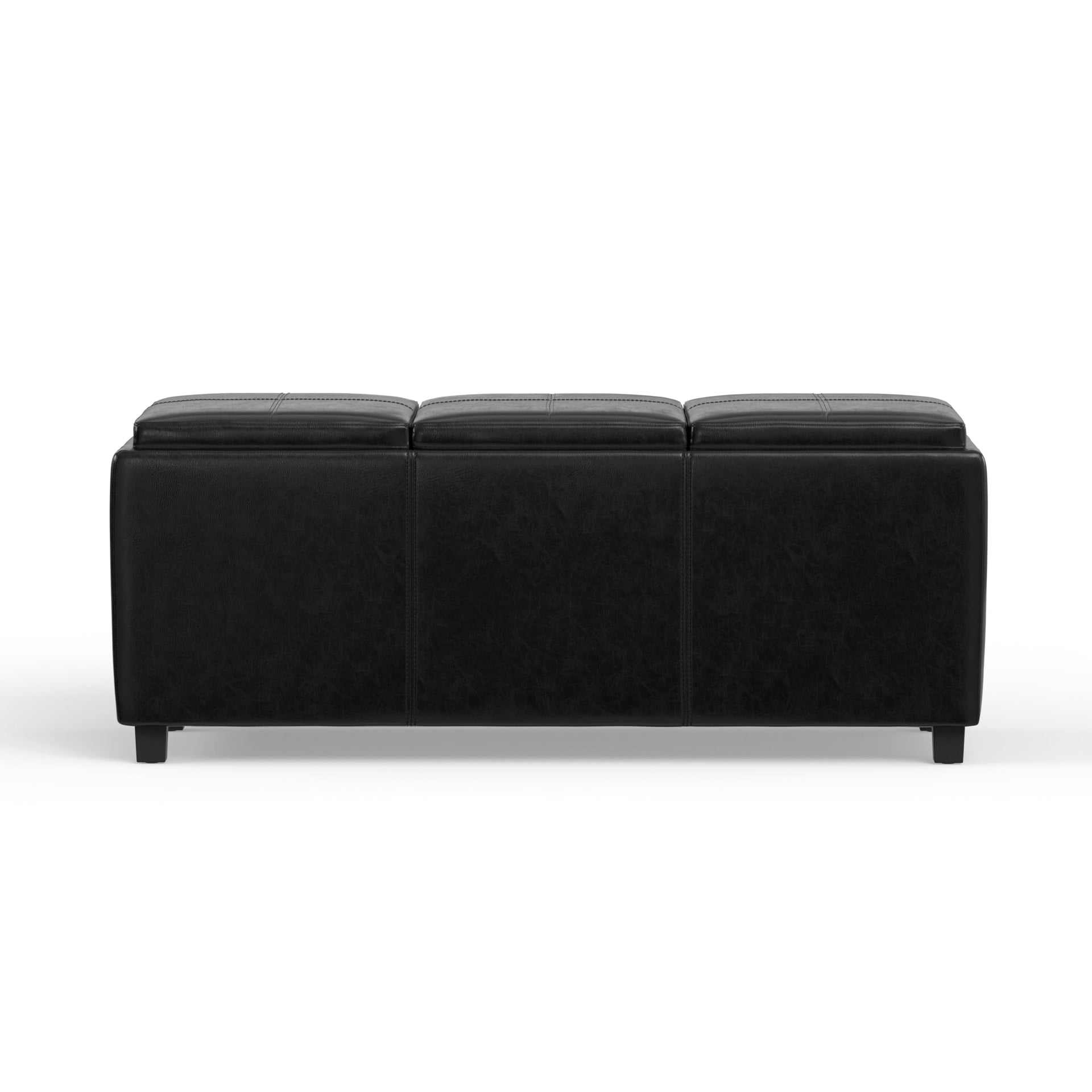 Avalon 42" Wide Vegan Leather Storage Ottoman in Midnight Black
