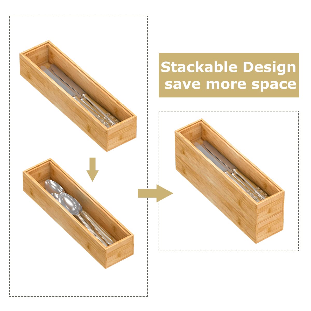 Bamboo Kitchen Drawer Organizer 12"x 3" (2 Count)