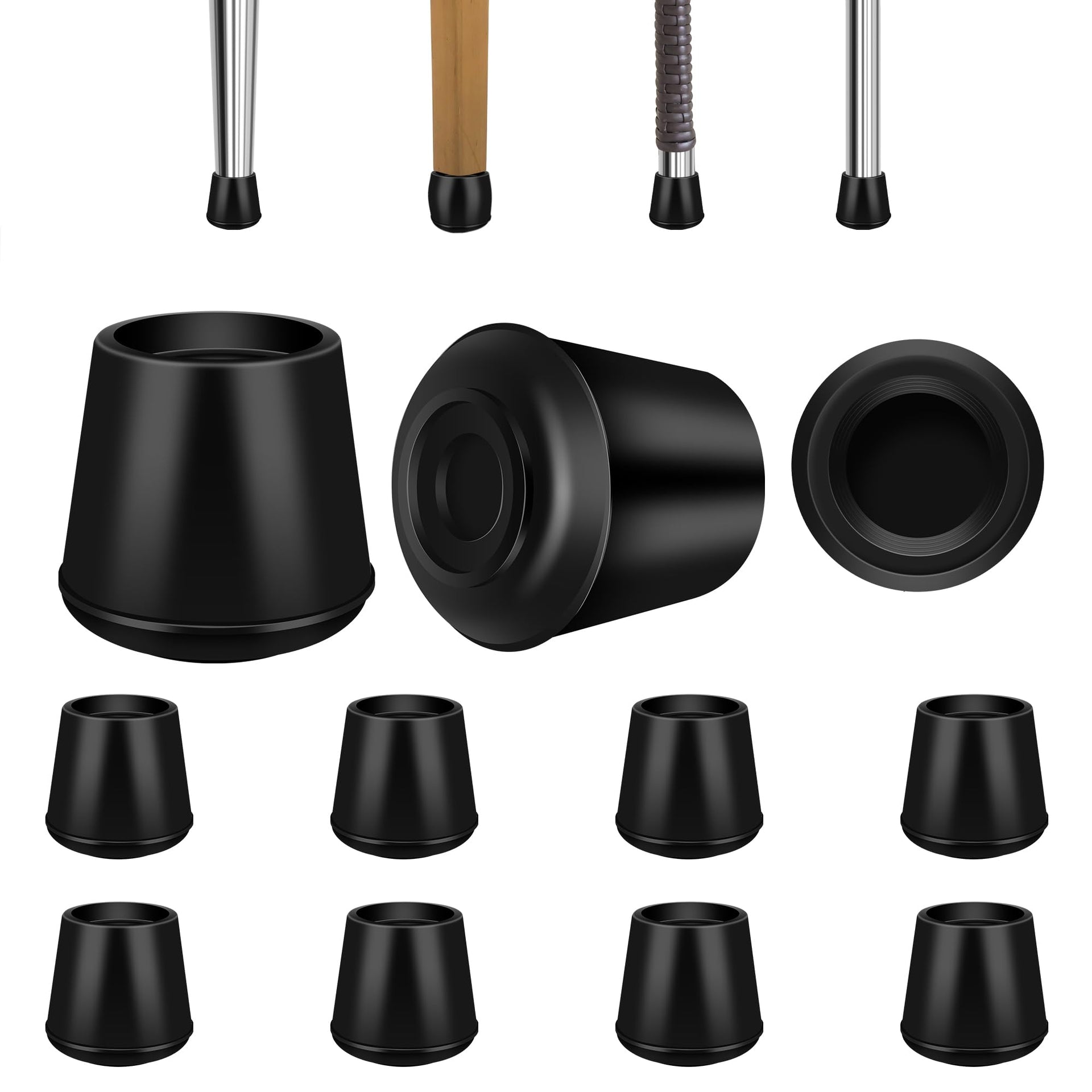 1-1/8” Round Rubber Chair Leg Tips Caps, Chair Leg Floor Protectors -8 Pack (8 Count)