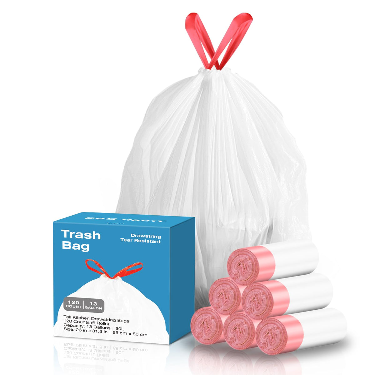 13.2 Gallon Tall Kitchen Drawstring Trash Bags (120 Count)