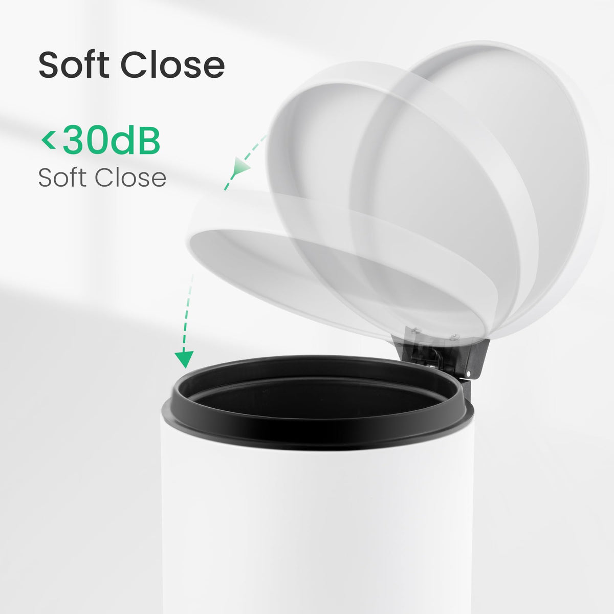 Small Round Bathroom Trash Can with Lid Soft Close