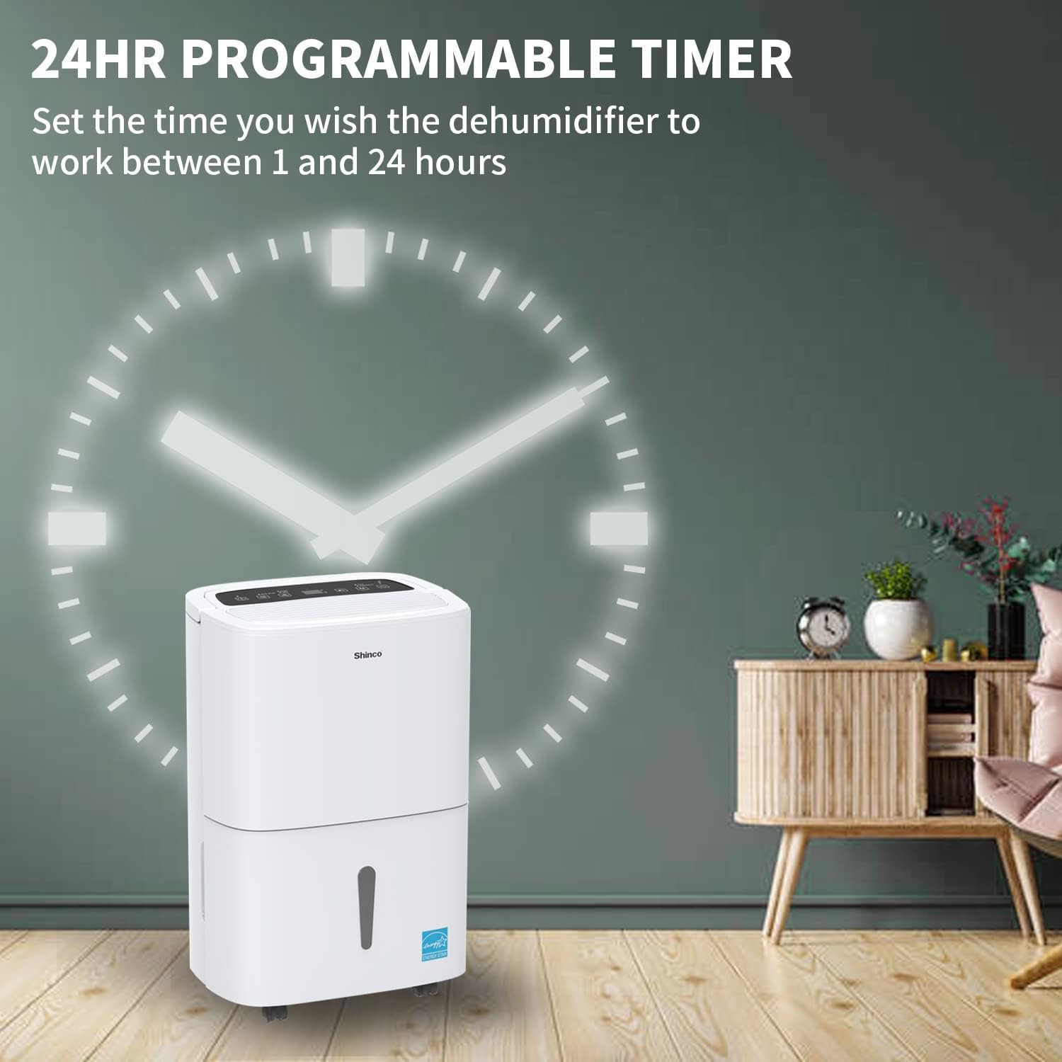 80 Pints Energy Star Dehumidifier with Drain Hose and WIFI for Large Spaces up to 5