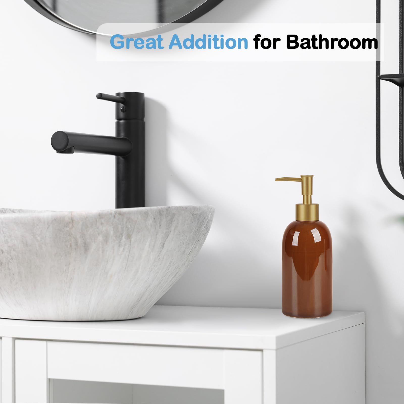 14OZ Ceramic Soap Dispenser Can Fill Liquid for Bathroom