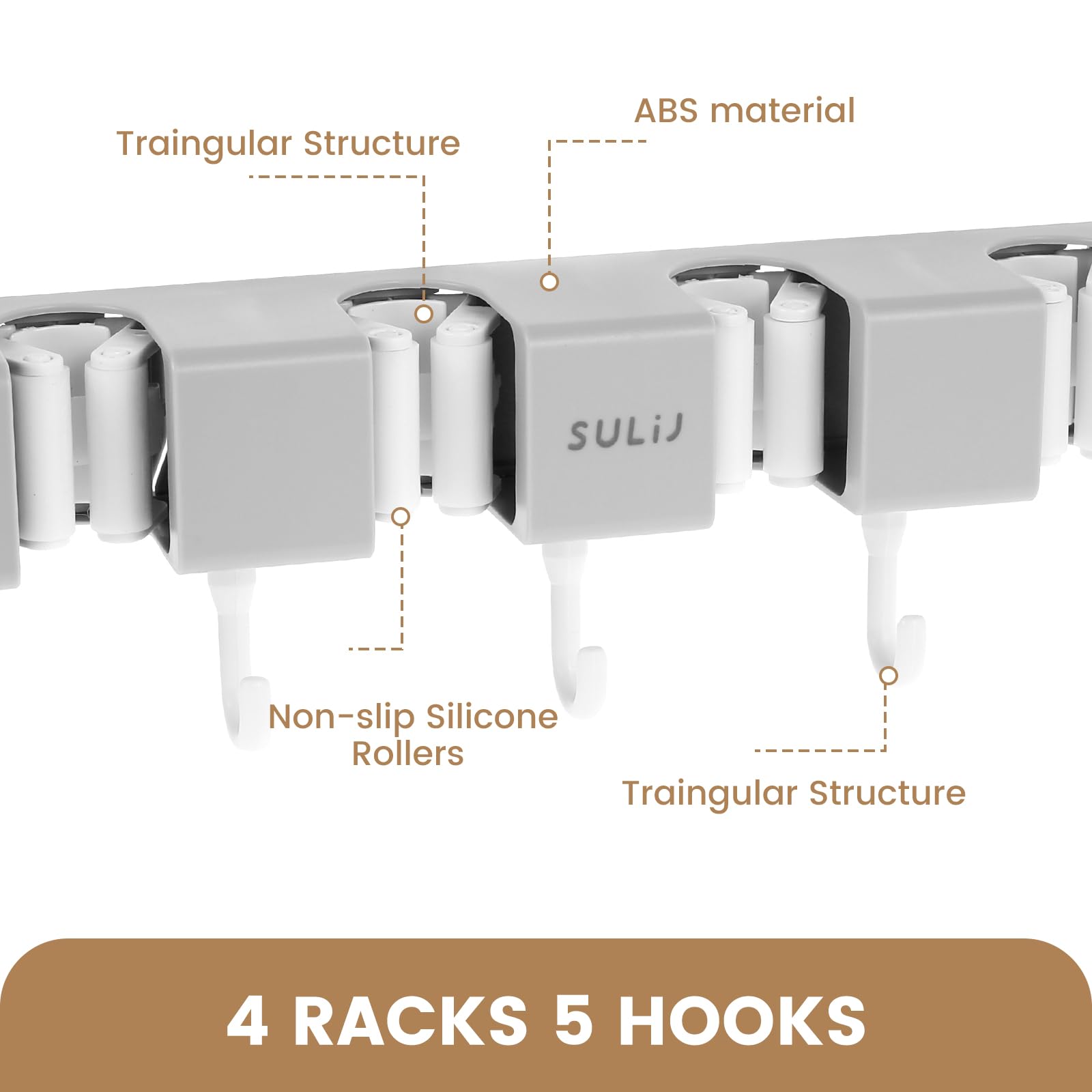 3PCS Broom Holder Wall Mount