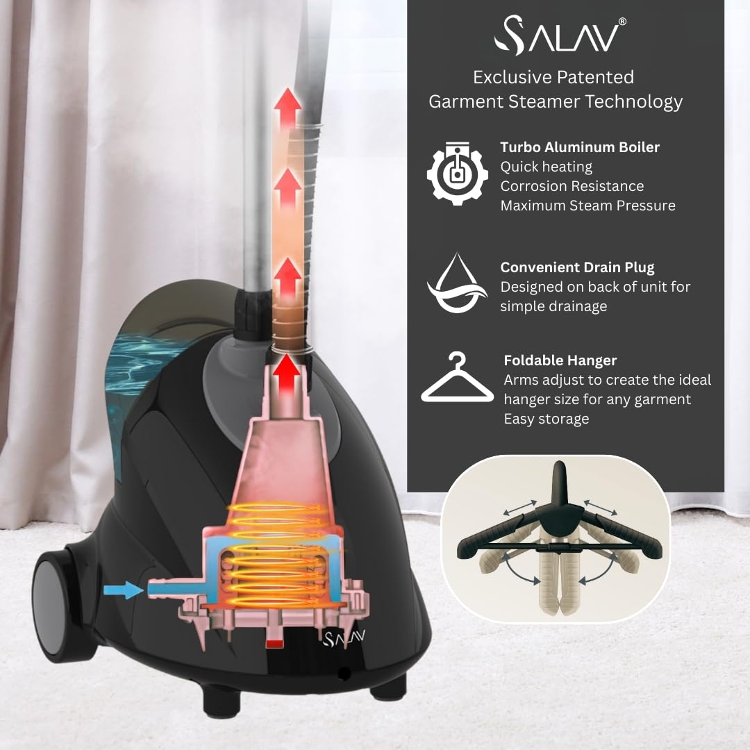 GS18 DJ Standing Garment Steamer with Roll Wheels for Easy Movement