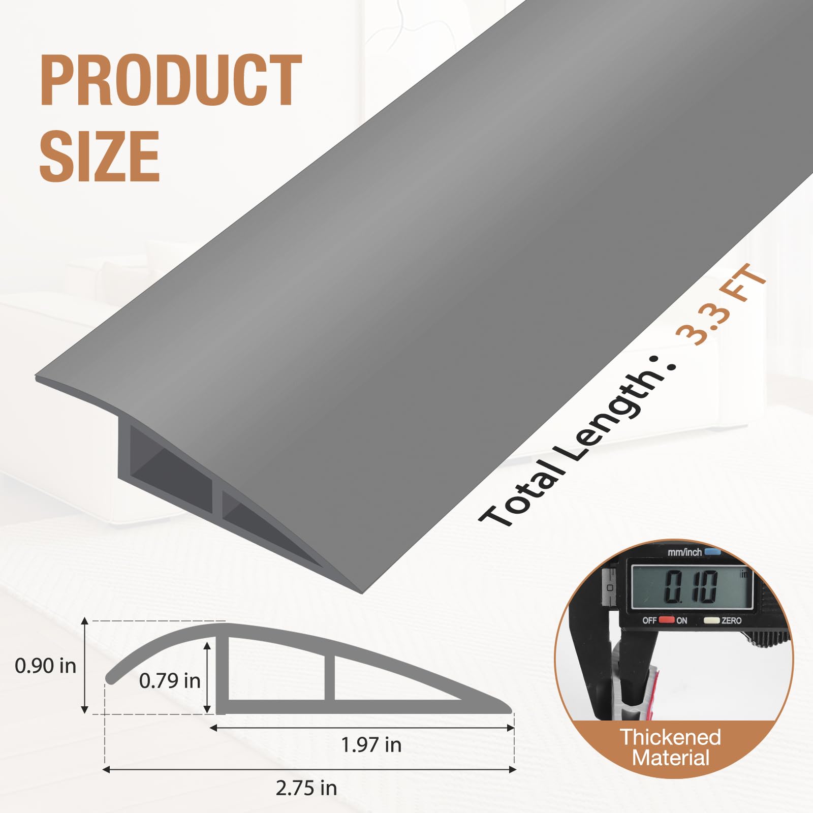 Floor Transition Strip Self Adhesive Vinyl Door Threshold Strip (3.3 Foot)