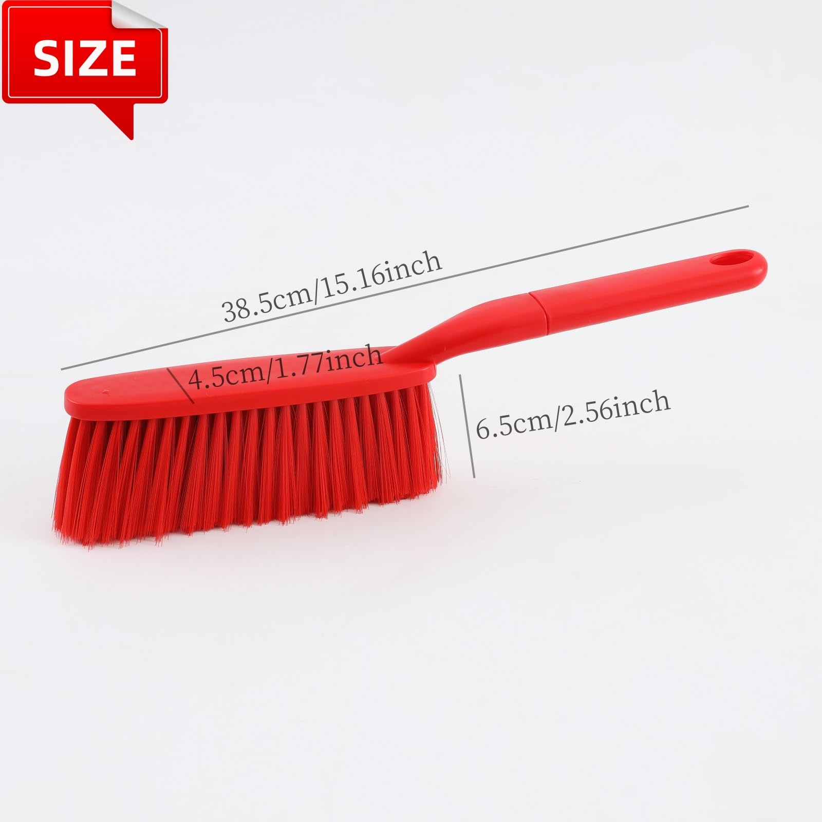 15" Red Soft Brist. Hand Broom Brush Bed Sofa Counter Hair Clear