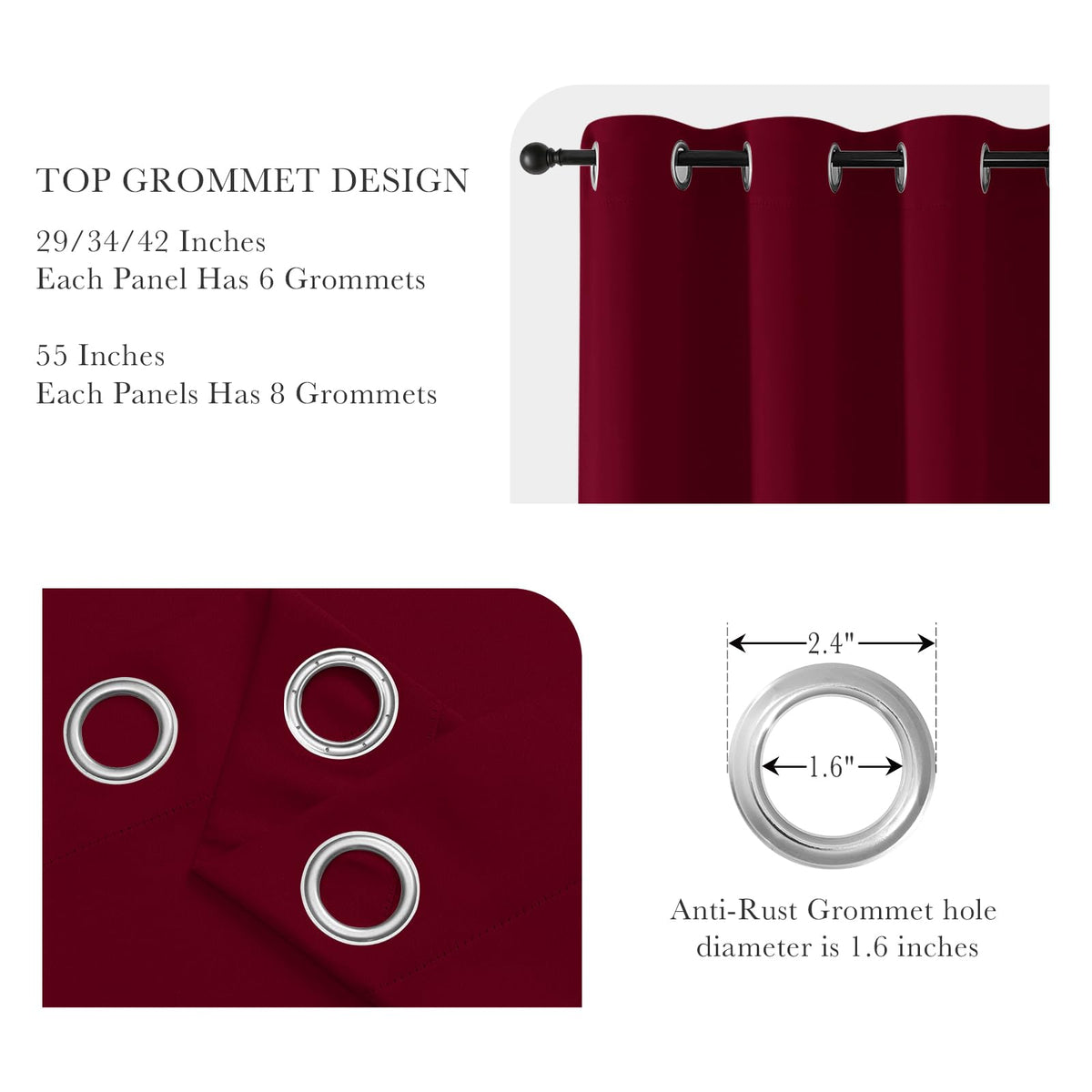 Christmas Burgundy Red Blackout Curtains and Drapes (2 Count)
