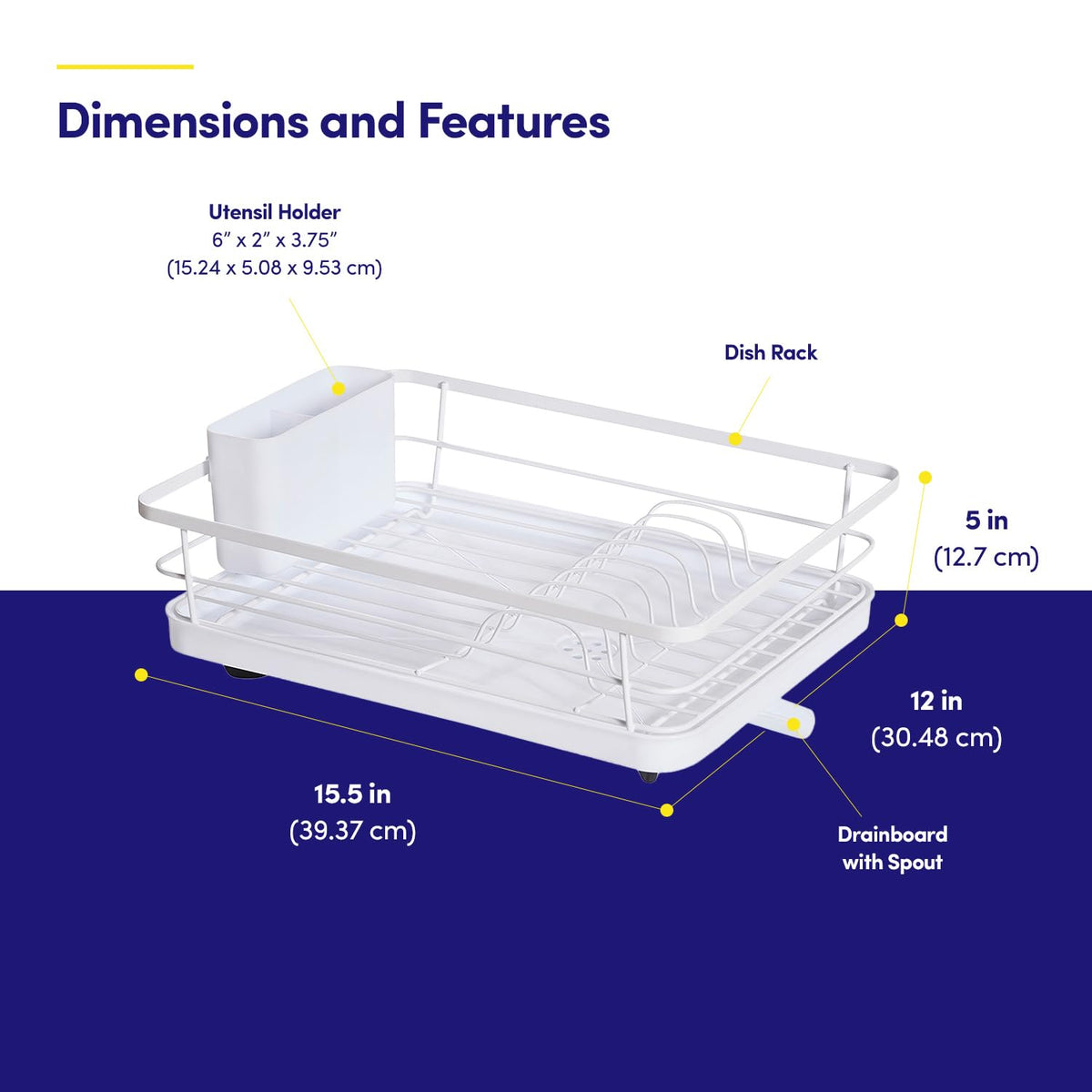 Dish Drying Rack 3 Piece Dish Drainer with Drainboard Set for Kitchen Counter