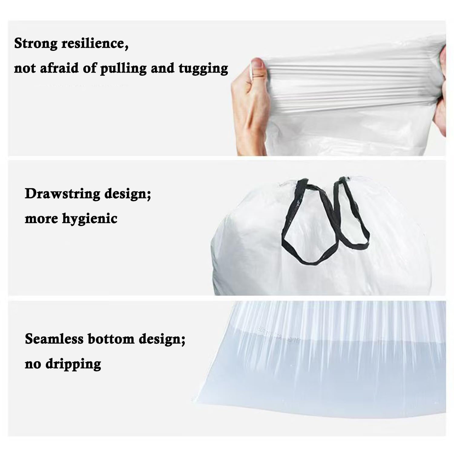 Ultra thick heavy duty Plastic 16 gallon drawstring trash bags (60 Count)