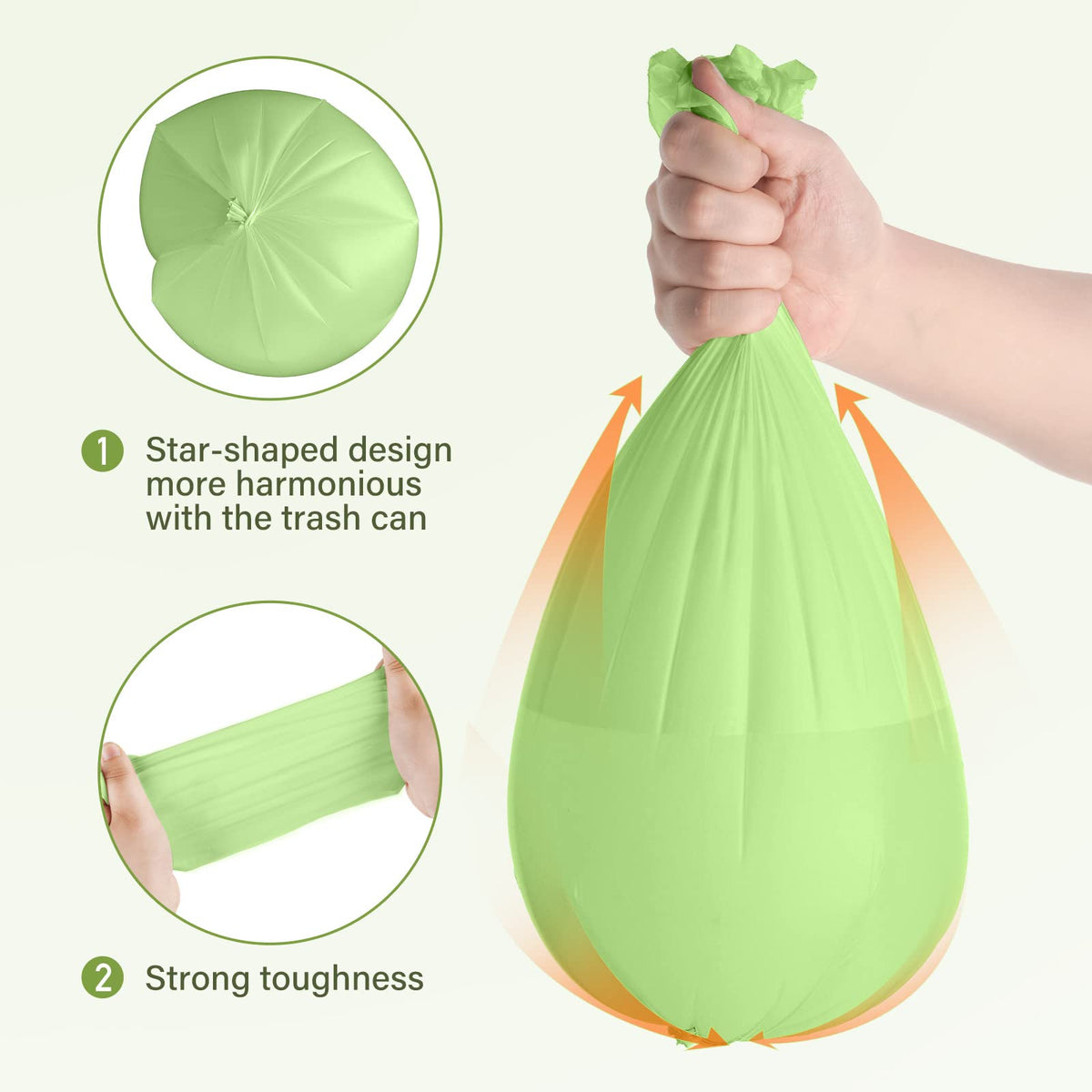 5 Gallon Trash Bags Compostable Compost Small Garbage Bag Extra Thick 0.78 Mil for Kitchen Bathroom BPI Certified 45 Counts